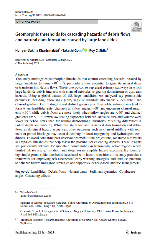Geomorphic Thresholds For Cascading Hazards Of Debris Flows